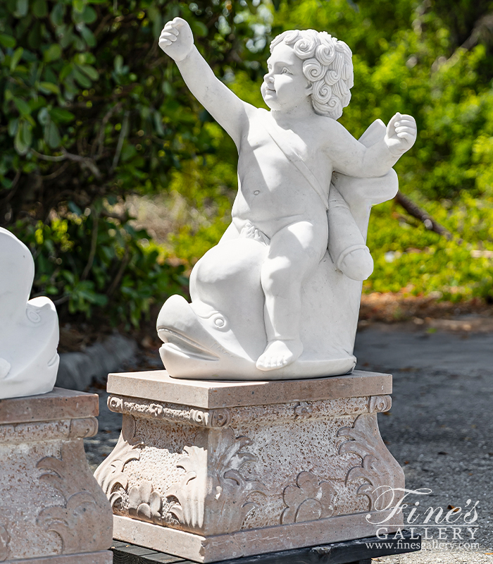 Marble Statues  - Cupid Pair In Statuary Marble - MS-1310